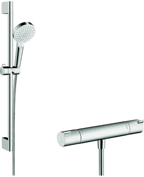 Hansgrohe Crometta Vario doucheset met Ecostat 1001 CL thermostaat, wit/chroom