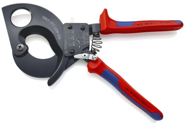 Knipex Kabelknipper (Ratelmechanisme) zwart gelakt, met meercomponentengreep 280 mm