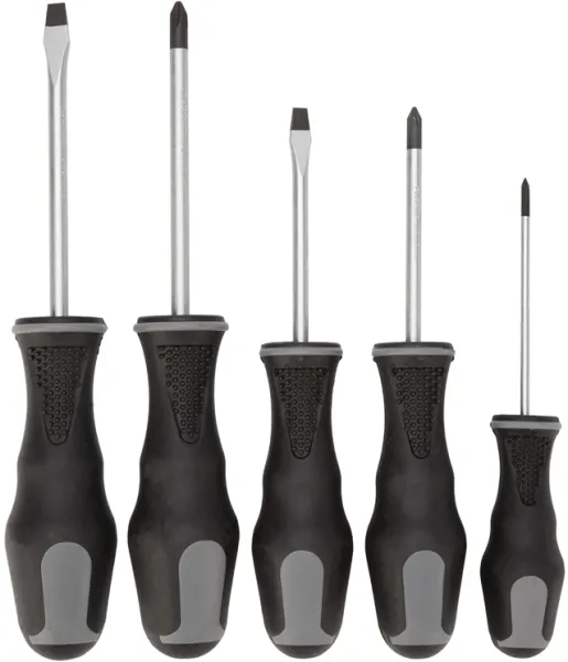 Atredo - Schroevendraaierset - Kruiskop en sleufkop - 5 stuks - Zwarte handgrepen